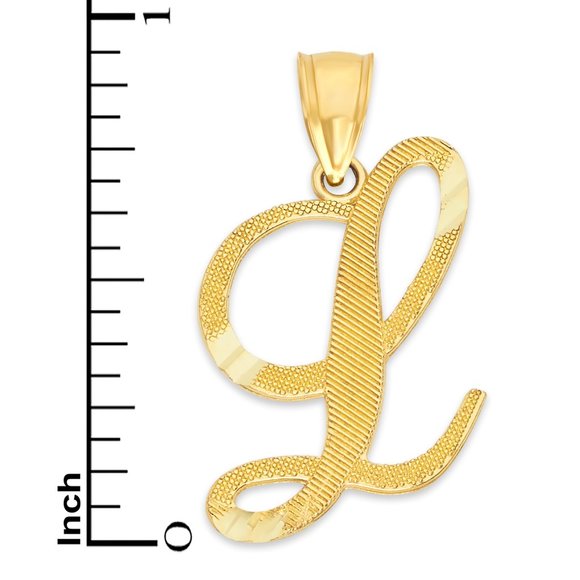 10k Solid Gold L Initial Pendant - Personalized Jewelry Gifts for Her - Picture 4 of 5
